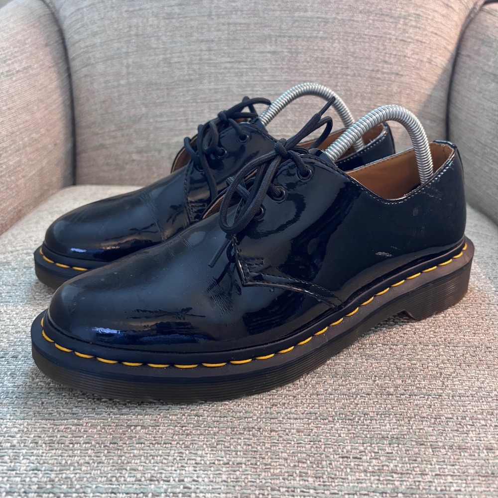 Dr.‎ Martens 1461 Black Patent Lamper Leather 3-Eye Oxford Shoes Womens 9 AF500